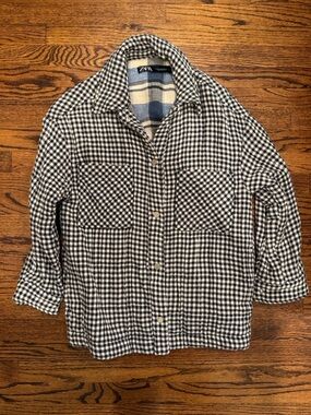 Zara Black and White Gingham Shirt Jacket Size XS